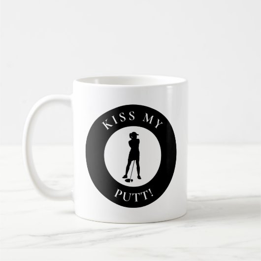 Kiss My Putt Funny Golfer Humor Silhouette Black Koffiemok (Links)