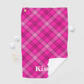 Kiss My Putt Funny Pink Plaid Dachshund Golf Towel Golfhanddoek (Insitu)