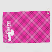 Kiss My Putt Funny Pink Plaid Dachshund Golf Towel Golfhanddoek (Horizontaal)