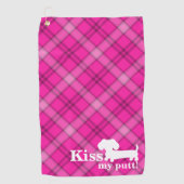 Kiss My Putt Funny Pink Plaid Dachshund Golf Towel Golfhanddoek (Voorkant)