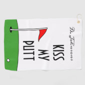 Kiss My Putt Golf Towel grappig aangepast golfcade Golfhanddoek (Horizontaal)