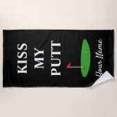 Kiss My Putt grappige golfhanddoek voor golfer Strandlaken (Voorkant)