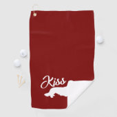Kiss My Putt Long Hair Dachshund Cheeky Golf Towel Golfhanddoek (Insitu)