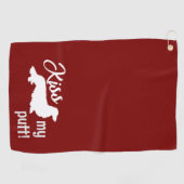 Kiss My Putt Long Hair Dachshund Cheeky Golf Towel Golfhanddoek (Horizontaal)