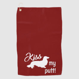 Kiss My Putt Long Hair Dachshund Cheeky Golf Towel Golfhanddoek