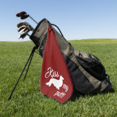 Kiss My Putt Long Hair Dachshund Cheeky Golf Towel Golfhanddoek (Groen)