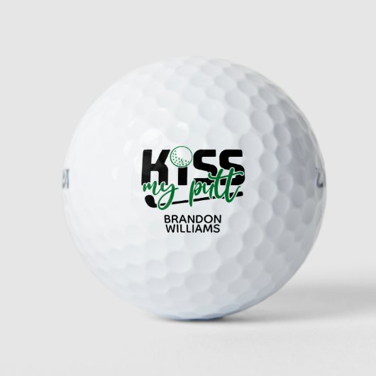 Kiss My Putt Monogram Groen Golfballen (Voorkant)