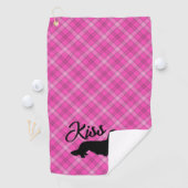 Kiss My Putt Plaid Wiener Dog Cheeky Golf Handdoek (Insitu)