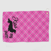 Kiss My Putt Plaid Wiener Dog Cheeky Golf Handdoek (Horizontaal)