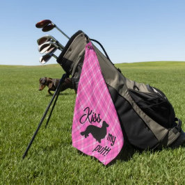Kiss My Putt Plaid Wiener Dog Cheeky Golf Handdoek