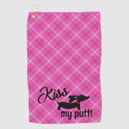 Kiss My Putt Plaid Wiener Dog Cheeky Golf Towel Golfhanddoek
