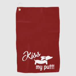 Kiss My Putt Red Wiener Dog Cheeky Golf Towel Golfhanddoek