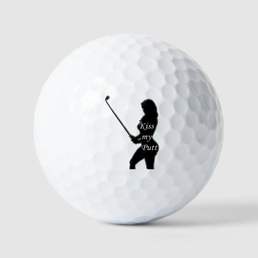 Kiss My Putt - Vrouw golfer silhouet Golfballen (Voorkant)