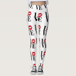 Kiss of Love Modern Red Lips Leggings