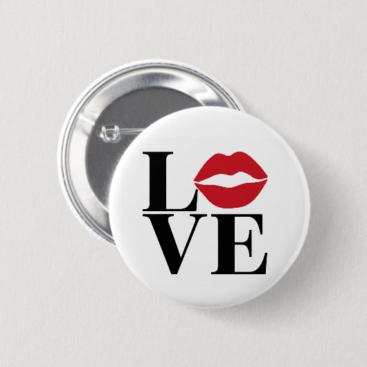 Kiss of Love: Red Lips Edition Modern Pin Button (Voorkant /achterkant)