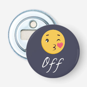 Kiss off Emoji Funny Trendy Popular Cute Button Flesopener