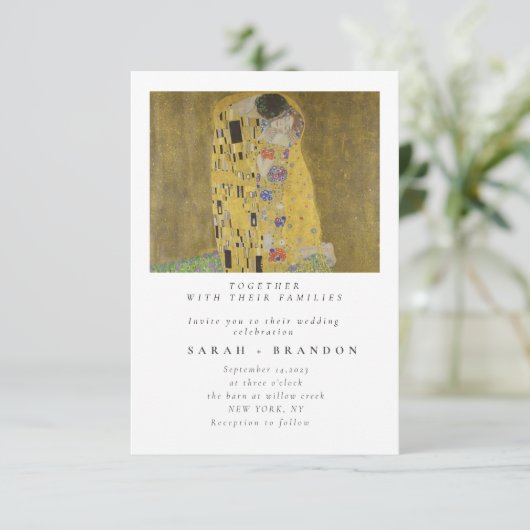 Kiss Old Fijnbruiloft Kaart (Staand voorkant)