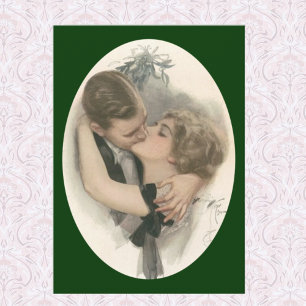 Kiss onder de mistletoe feestdagenkaart