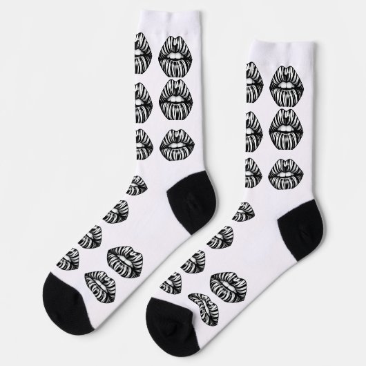 Kiss Pattern Crew Socks –  Lips Design for Women Sokken (Links)