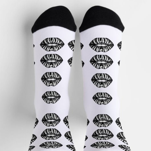Kiss Pattern Crew Socks – Lips Design for Women Sokken (Top)