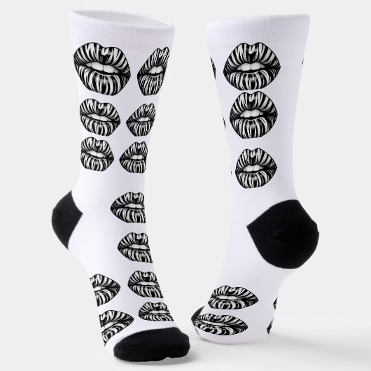 Kiss Pattern Crew Socks –  Lips Design for Women Sokken (Gebogen)
