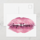 Kiss Pink Lips gepersonaliseerd citaat Briefkaart (Voorkant / Achterkant)