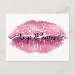 Kiss Pink Lips gepersonaliseerd citaat Briefkaart