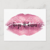 Kiss Pink Lips gepersonaliseerd citaat Briefkaart (Voorkant)