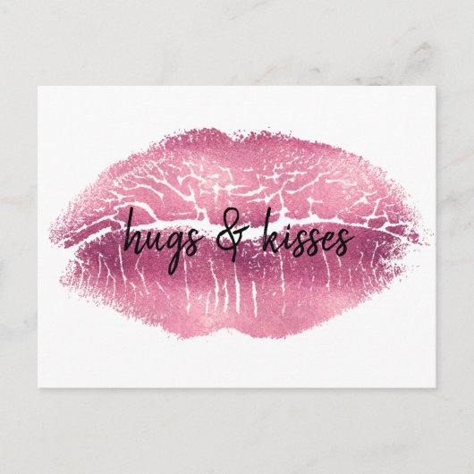 Kiss Pink Lips gepersonaliseerd citaat Briefkaart (Voorkant)