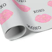 Kiss Pink Lips XOXO Cadeaupapier (Rol Hoek)