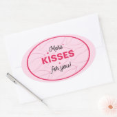 Kiss Pink Red Lips Romantic Love. Ovale Sticker (Envelop)