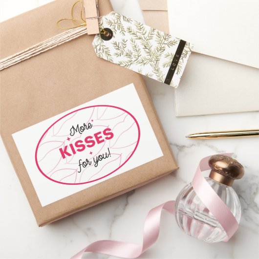 Kiss Pink Red Lips Romantic Love. Rechthoekige Sticker (Geschenken)