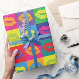 Kiss Pop-Art Style Kleurrijke Patroon Cadeaupapier