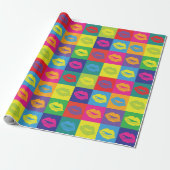 Kiss Pop-Art Style Kleurrijke Patroon Cadeaupapier (Uitgerold)