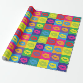 Kiss Pop-Art Style Kleurrijke Patroon Cadeaupapier