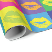 Kiss Pop-Art Style Kleurrijke Patroon Cadeaupapier (Rol Hoek)