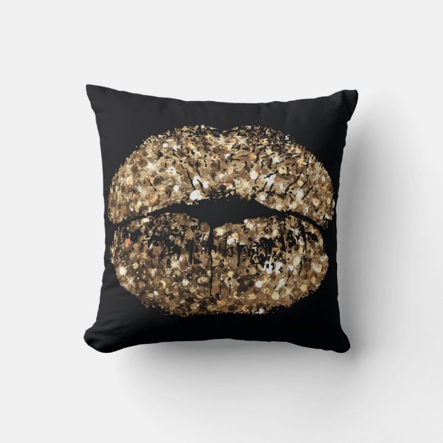 Kiss print: gouden shimmer . kussen (Voorkant)