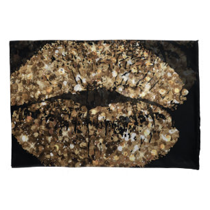 Kiss print: gouden shimmer . kussensloop