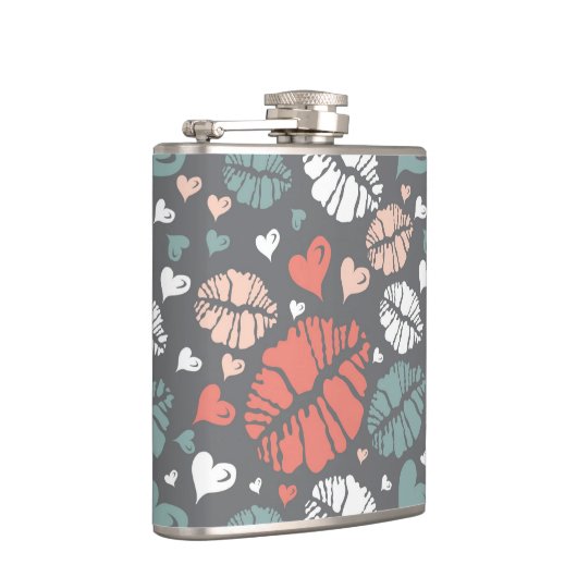 Kiss-printer en -hartpatroon heupfles (Rechts)