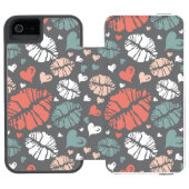 Kiss-printer en -hartpatroon incipio iPhone portemonnee hoesje (Agenda Open)