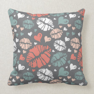 Kiss-printer en -hartpatroon kussen