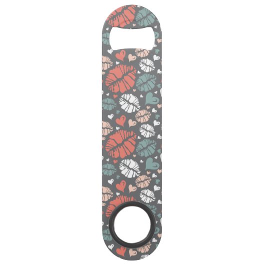 Kiss-printer en -hartpatroon speed flessenopener (Achterkant)