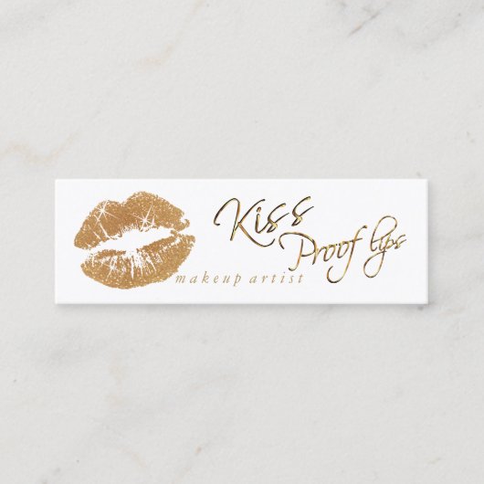Kiss Proof Lips 2 - Gold Glitter Mini Visitekaartje (Voorkant)