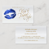 Kiss Proof Lips - Blue Glitter Visitekaartje (Voorkant / Achterkant)