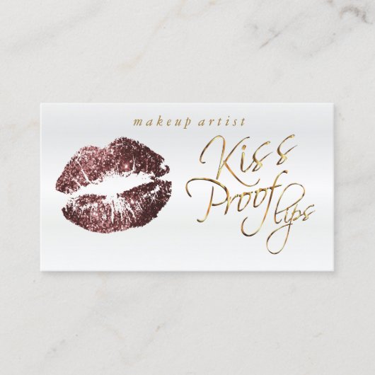 Kiss Proof Lips - Donkere Roos Glitter Visitekaartje (Voorkant)