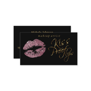 Kiss Proof Lips - Roos Glitter en Elegant Gold Visitekaartje