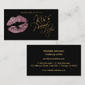 Kiss Proof Lips - Roos Glitter en Elegant Gold Visitekaartje (Voorkant / Achterkant)