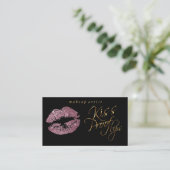 Kiss Proof Lips - Roos Glitter en Elegant Gold Visitekaartje (Staand voorkant)