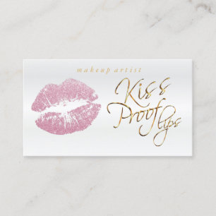 Kiss Proof Lips - Roze Glitter en Elegant Gold 2 Visitekaartje