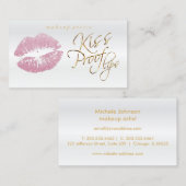 Kiss Proof Lips - Roze Glitter en Elegant Gold 2 Visitekaartje (Voorkant / Achterkant)